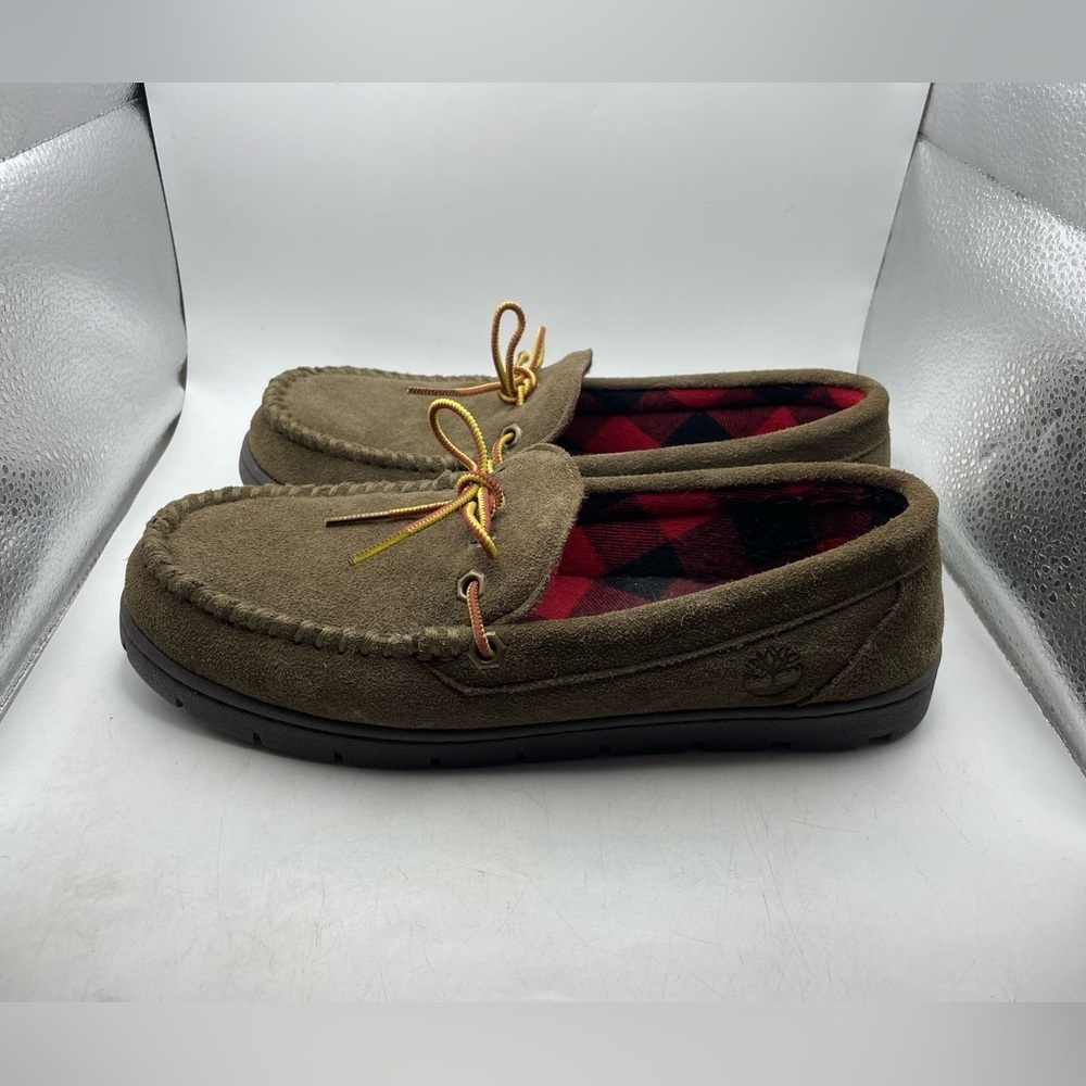 Timberland Stony Ledge flannel lined Brown Loafers Slipers men’s size 8